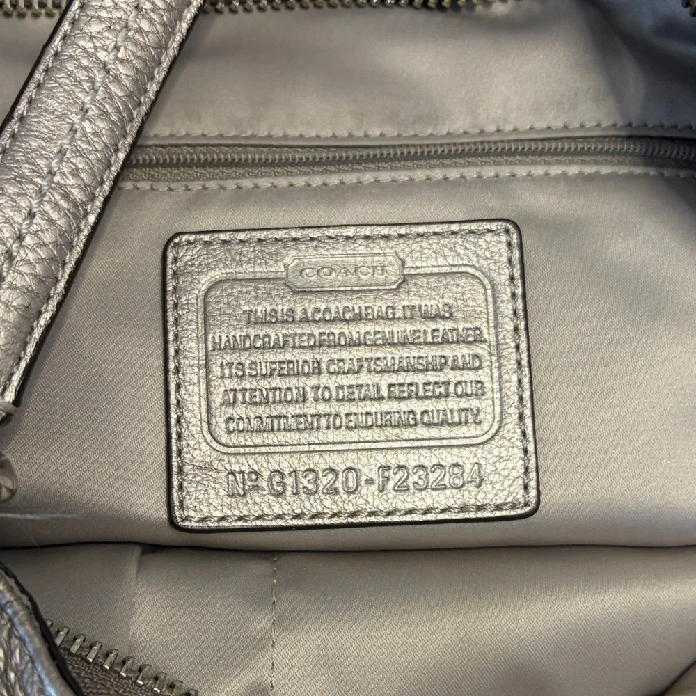 Coach Leather Shoulder Bag in Metallic Taupe
